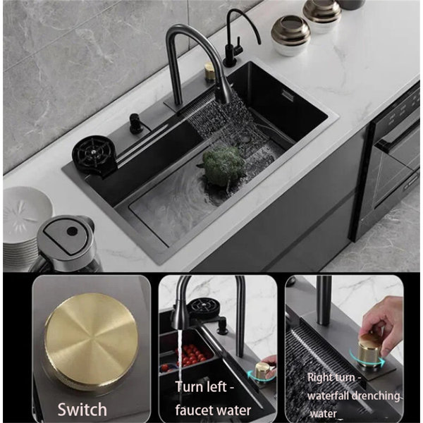 WATERMONY 18.1'' W Single Bowl Stainless Steel Undermount Kitchen Sink
